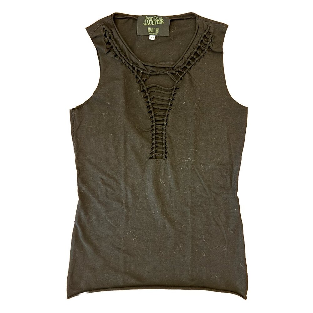 Jean Paul Gaultier VINTAGE Slashed & Knotted Tank - Black Med. NEVER WORN!